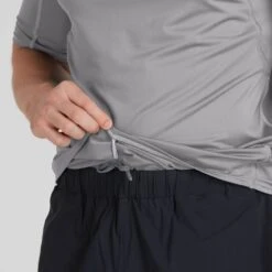 NRS Men's Rashguard Short-Sleeve Shirt 23 NRS Men's Rashguard Short-Sleeve Shirt -Outdoor Sports 10001 08 Titanium Model Detail 092421 1000x1000