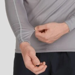 NRS Men's Rashguard Long-Sleeve Shirt -Outdoor Sports 10002 07 Titanium Model Detail 092121 1000x1000