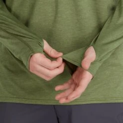 NRS Men's Silkweight Baja Sun Shirt -Outdoor Sports 10009 04 Olive Model Detail 092121 1000x1000