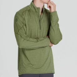 NRS Men's Silkweight Baja Sun Shirt -Outdoor Sports 10009 04 Olive Model FrontCrop 092121 1000x1000