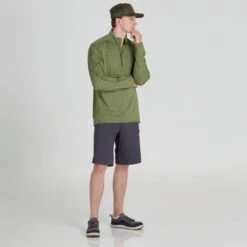 NRS Men's Silkweight Baja Sun Shirt -Outdoor Sports 10009 04 Olive Model Front 092121 1000x1000