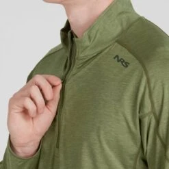 NRS Men's Silkweight Baja Sun Shirt -Outdoor Sports 10009 04 Olive Model Zipper 092121 1000x1000