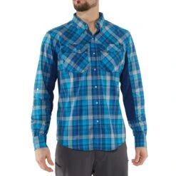 2018 NRS Men's Long-Sleeve Guide Shirt - Closeout | NRS -Outdoor Sports 10012 01 Model Front Blue 011818 1000x1000