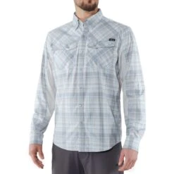 2018 NRS Men's Long-Sleeve Guide Shirt - Closeout | NRS -Outdoor Sports 10012 01 Model Front Gray 011818 1000x1000