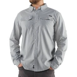 2018 NRS Men's Long-Sleeve Guide Shirt - Closeout | NRS -Outdoor Sports 10012 01 Quarry Model Front 121118 1000x1000