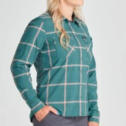 NRS Women's Long-Sleeve Guide Shirt -Outdoor Sports 10013 02 Mediterranea Model FrontCrop 070821 1000x1000