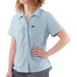 NRS Women's Short-Sleeve Guide Shirt -Outdoor Sports 10014 01 Sterling Model Front 082220 1000x1000