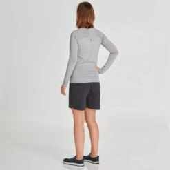 NRS Women's Rashguard Long-Sleeve Shirt -Outdoor Sports 10021 07 Titanium Model Back 080221 1000x1000