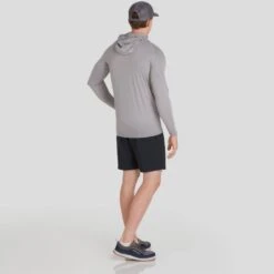 NRS Men's Breaker Rashguard Hoodie 10 NRS Men's Breaker Rashguard Hoodie -Outdoor Sports 10022 01 Titanium Model Back 092121 1000x1000