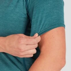 NRS Women's Silkweight Short-Sleeve Shirt -Outdoor Sports 10111 05 Mediterranea Model Detail 090221 1000x1000