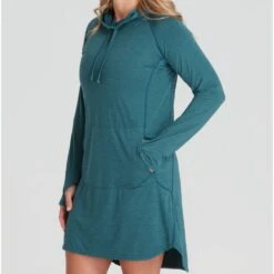 NRS Women's Silkweight Hoodie Dress 33 NRS Women's Silkweight Hoodie Dress -Outdoor Sports 10112 02 Mediterranea Model FrontCrop 090121 1000x1000