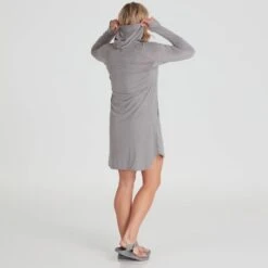 NRS Women's Silkweight Hoodie Dress 38 NRS Women's Silkweight Hoodie Dress -Outdoor Sports 10112 02 Sharkskin Model Back 090121 1000x1000