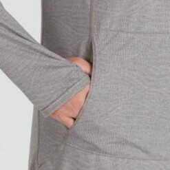 NRS Women's Silkweight Hoodie Dress 41 NRS Women's Silkweight Hoodie Dress -Outdoor Sports 10112 02 Sharkskin Model Detail 090121 1000x1000