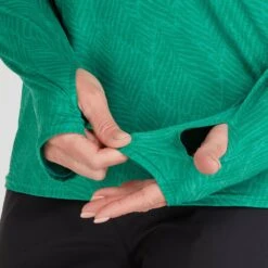 NRS Women's Silkweight Long-Sleeve Shirt -Outdoor Sports 10115 05 Jade Model Detail 090221 1000x1000
