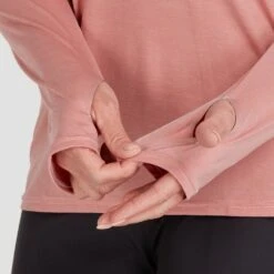 NRS Women's Silkweight Long-Sleeve Shirt -Outdoor Sports 10115 05 Mauve Model Detail 090221 1000x1000