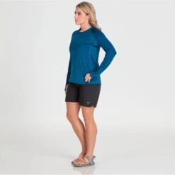 NRS Women's Silkweight Long-Sleeve Shirt -Outdoor Sports 10115 05 Poseidon Model Front 090221 1000x1000