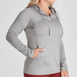 NRS Women's Lightweight Hoodie -Outdoor Sports 10121 05 Titanium Model FrontCrop 070821 1000x1000