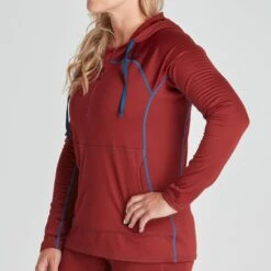 NRS Women's Lightweight Hoodie -Outdoor Sports 10121 05 Vino Model FrontCrop 070821 1000x1000