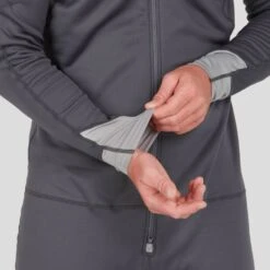 NRS Men's Expedition Weight Union Suit -Outdoor Sports 10132 05 DarkShadow Model Detail2 100421 1000x1000