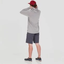 NRS Men's Silkweight Hoodie -Outdoor Sports 10139 05 Sharkskin Model Back 100621 1000x1000