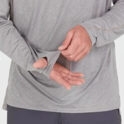 NRS Men's Silkweight Hoodie -Outdoor Sports 10139 05 Sharkskin Model Detail 100621 1000x1000