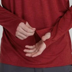 NRS Men's Silkweight Hoodie -Outdoor Sports 10139 05 Vino Model Detail 092121 1000x1000