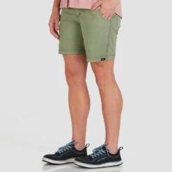 NRS Women's Canyon Short -Outdoor Sports 10154 02 Olive Model FrontCrop 120221 1000x1000