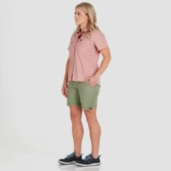 NRS Women's Canyon Short -Outdoor Sports 10154 02 Olive Model Front 120221 1000x1000