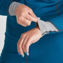 NRS Women's Expedition Weight Union Suit -Outdoor Sports 10161 01 Poseidon Model Wrist 072421 1000x1000