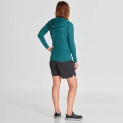 NRS Women's Ava Rashguard Hoodie -Outdoor Sports 10167 01 Mediterranea Model Back 080221 1000x1000