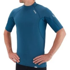 NRS Men's HydroSkin 0.5 Short-Sleeve Shirt -Outdoor Sports 15001 07 Poseidon Model Front 062120 1000x1000