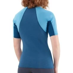 NRS Women's HydroSkin 0.5 Short-Sleeve Shirt -Outdoor Sports 15003 07 Poseidon Model Back 072720 1000x1000