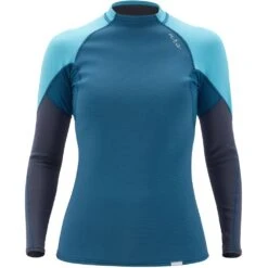 NRS Women's HydroSkin 0.5 Long-Sleeve Shirt -Outdoor Sports 15004 05 Poseidon Med Front 052120 1000x1000