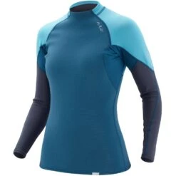NRS Women's HydroSkin 0.5 Long-Sleeve Shirt -Outdoor Sports 15004 05 Poseidon Med Left 052120 1000x1000