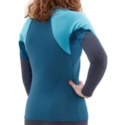 NRS Women's HydroSkin 0.5 Long-Sleeve Shirt -Outdoor Sports 15004 05 Poseidon Model Back 052120 1000x1000