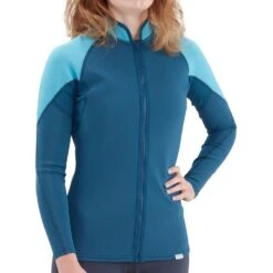 NRS Women's HydroSkin 0.5 Jacket 18 NRS Women's HydroSkin 0.5 Jacket -Outdoor Sports 15010 05 Poseidon Model Front 052120 1000x1000