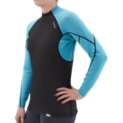 NRS Women's HydroSkin 1.0 Shirt -Outdoor Sports 15034 03 Black Model Front 051420 1000x1000
