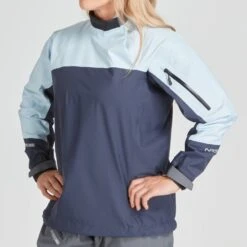 NRS Women's Endurance Splash Jacket -Outdoor Sports 20011 07 CloudNavy Model FrontCrop 070121 1000x1000