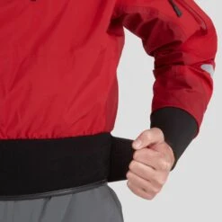 NRS Men's Orion Paddling Jacket -Outdoor Sports 20022 03 Red Model Waist 062822 1000x1000
