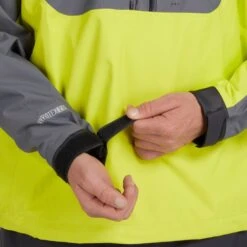 NRS Men's High Tide Splash Jacket -Outdoor Sports 20026 04 ChartreuseGray Model Cuff 102121 1000x1000