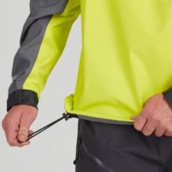 NRS Men's High Tide Splash Jacket -Outdoor Sports 20026 04 ChartreuseGray Model Drawstring 102121 1000x1000