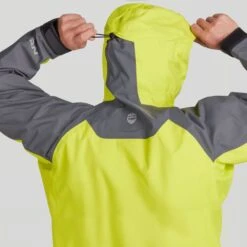 NRS Men's High Tide Splash Jacket -Outdoor Sports 20026 04 ChartreuseGray Model Hood 102121 1000x1000