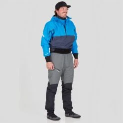 NRS Men's Riptide Splash Jacket -Outdoor Sports 20030 03 Blue Model Front 102121 1000x1000