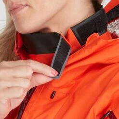 NRS Women's Riptide Splash Jacket -Outdoor Sports 20031 03 Poppy Model NeckClosure 070821 1000x1000
