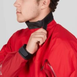 NRS Men's Helium Splash Jacket -Outdoor Sports 20035 02 Red Model NeckClosure 102121 1000x1000