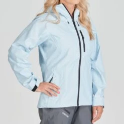 NRS Women's Teeko Rain Jacket -Outdoor Sports 20043 01 Cloud Model FrontCrop 070121 1000x1000