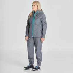 NRS Women's Teeko Rain Jacket -Outdoor Sports 20043 01 Gray Model Front 070821 1000x1000