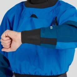 NRS Men's Flux Dry Top -Outdoor Sports 22515 06 Blue Model WristDrain 062822 1000x1000