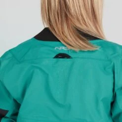 NRS Women's Flux Dry Top -Outdoor Sports 22516 06 Jade Model NeckDrain 061722 1000x1000