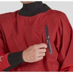 NRS Men's Explorer Semi-Dry Suit 18 NRS Men's Explorer Semi-Dry Suit -Outdoor Sports 22534 04 Red Model ChestZipper 062822 1000x1000